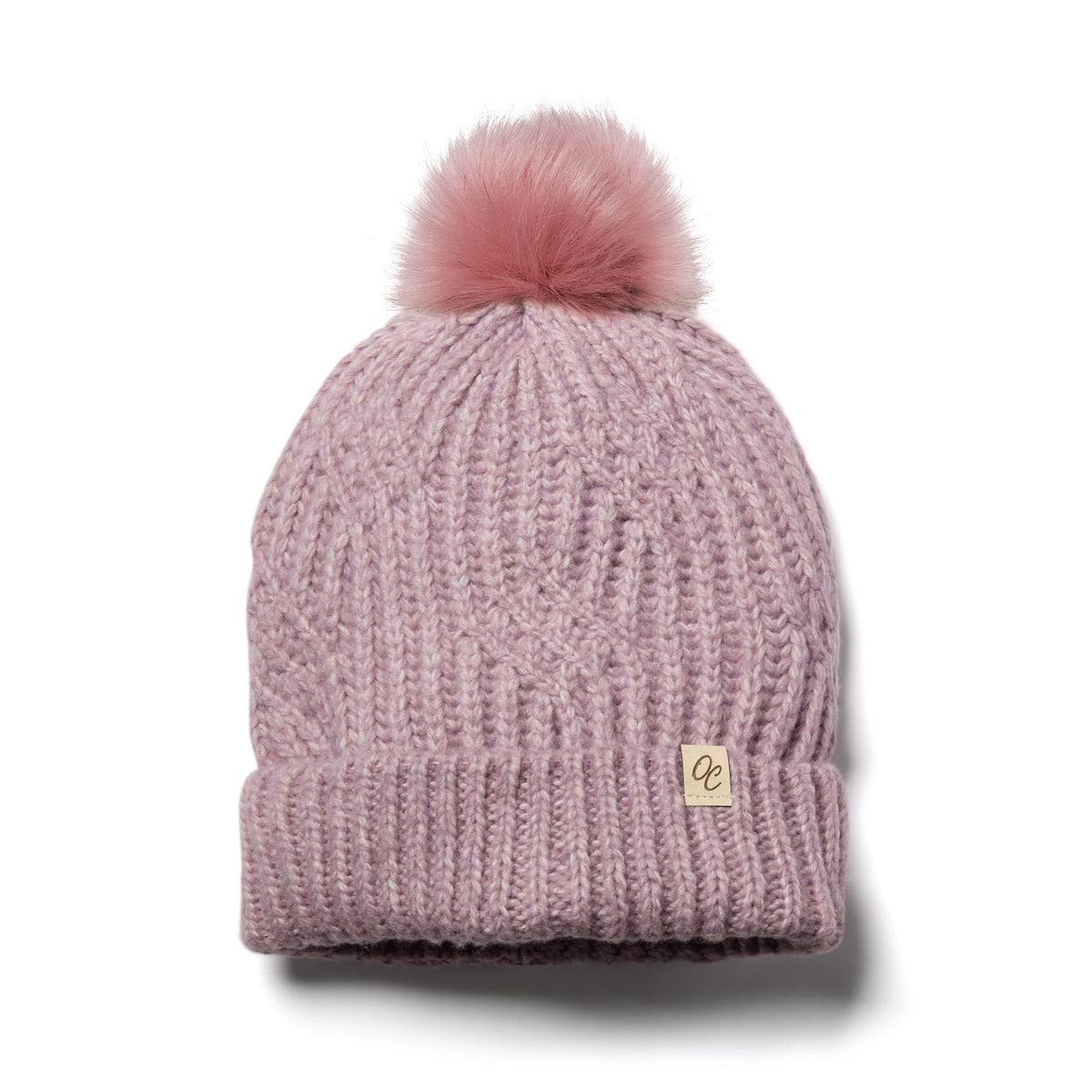 Only Curls Dusty Pink Cable Knit Satin-Lined Beanie - Only Curls