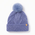 Only Curls Dusty Blue Cable Knit Satin-Lined Beanie - Only Curls