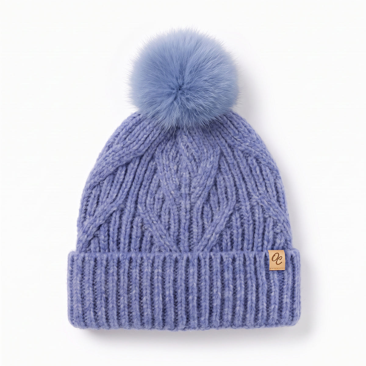 Only Curls Dusty Blue Cable Knit Satin-Lined Beanie - Only Curls