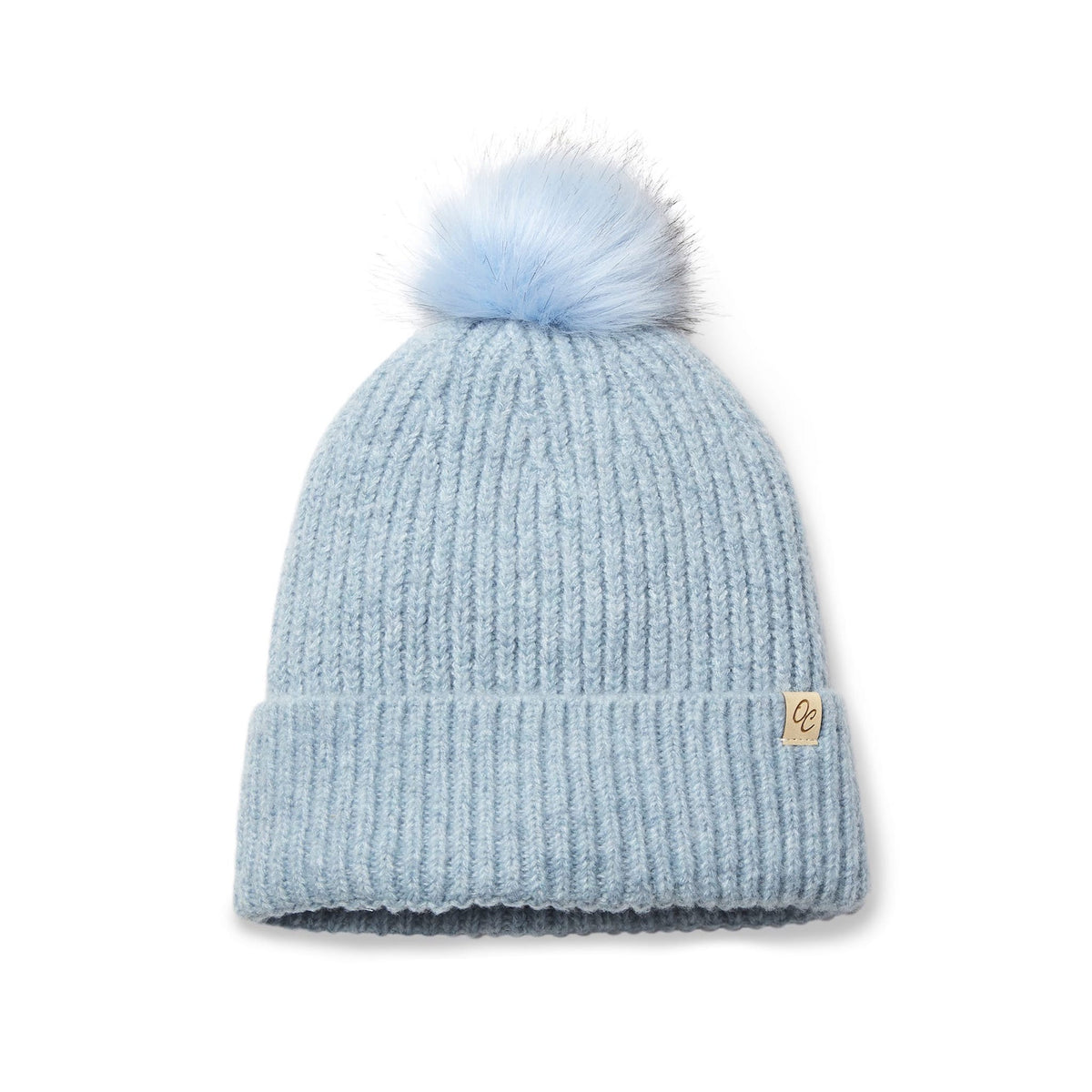 Only Curls Satin Lined Beanie with Pom - Carrie in Light Blue