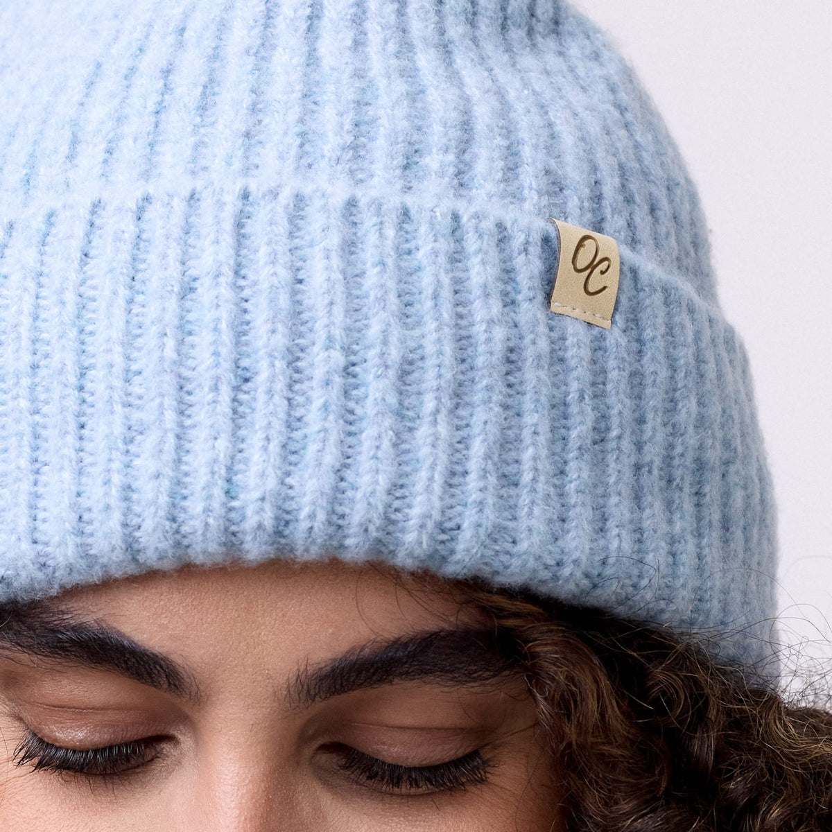 Only Curls Satin Lined Beanie - Ella in Light Blue