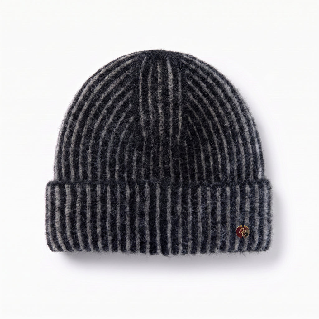 Only Curls Monochrome Stripe Satin-Lined Beanie - Only Curls
