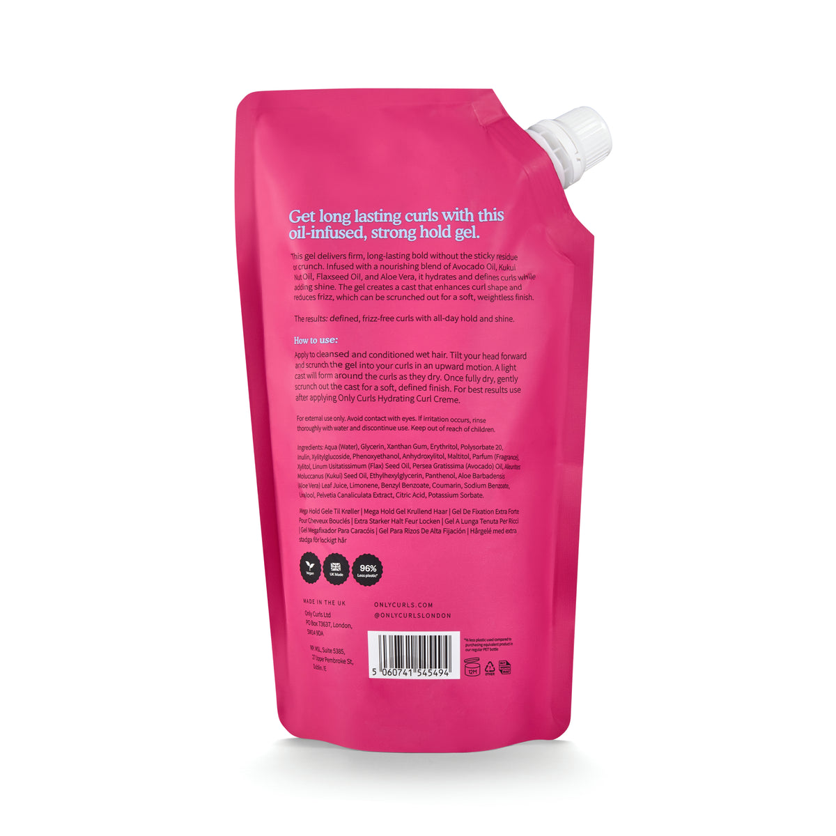 Only Curls Mega Hold Curl Gel 500ml - Refill Pouch - Only Curls