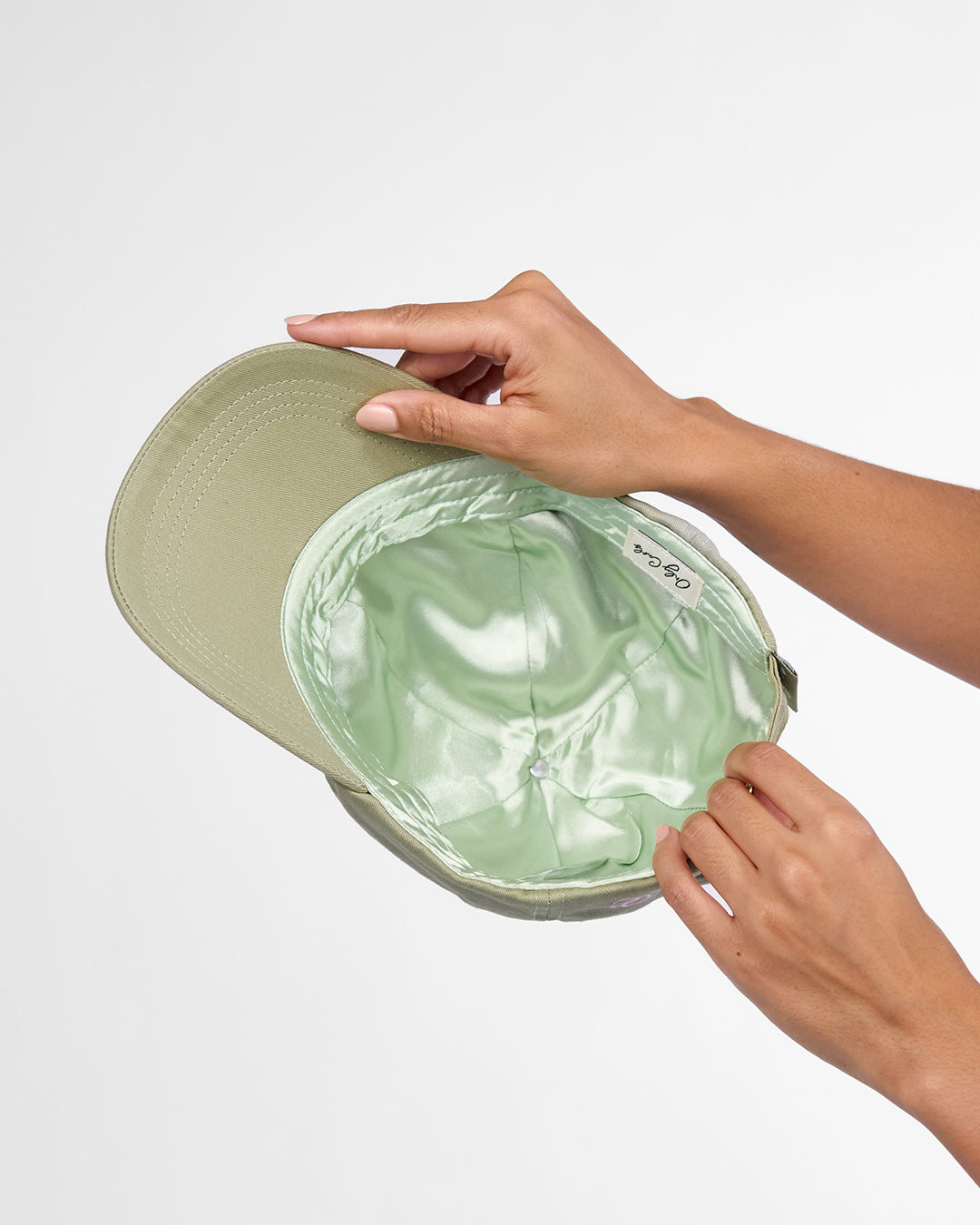 Satin Lined Baseball Hat (full cap) - Matcha Green The Curls Are The Outfit
