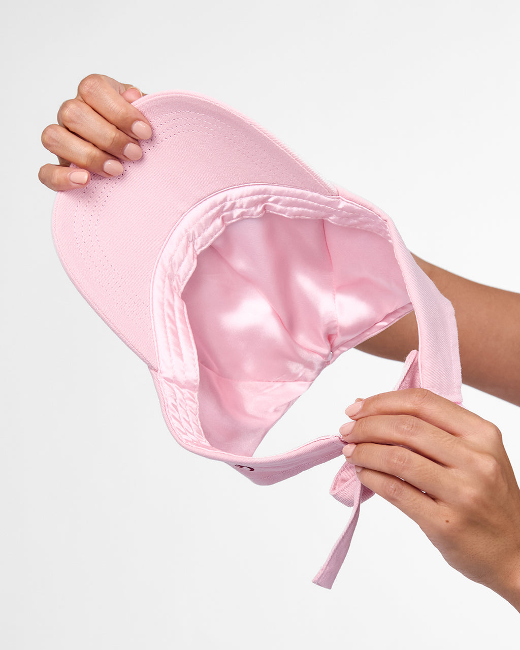 Satin Lined Baseball Hat (open back bow) - Dusty Pink Naturally Curly