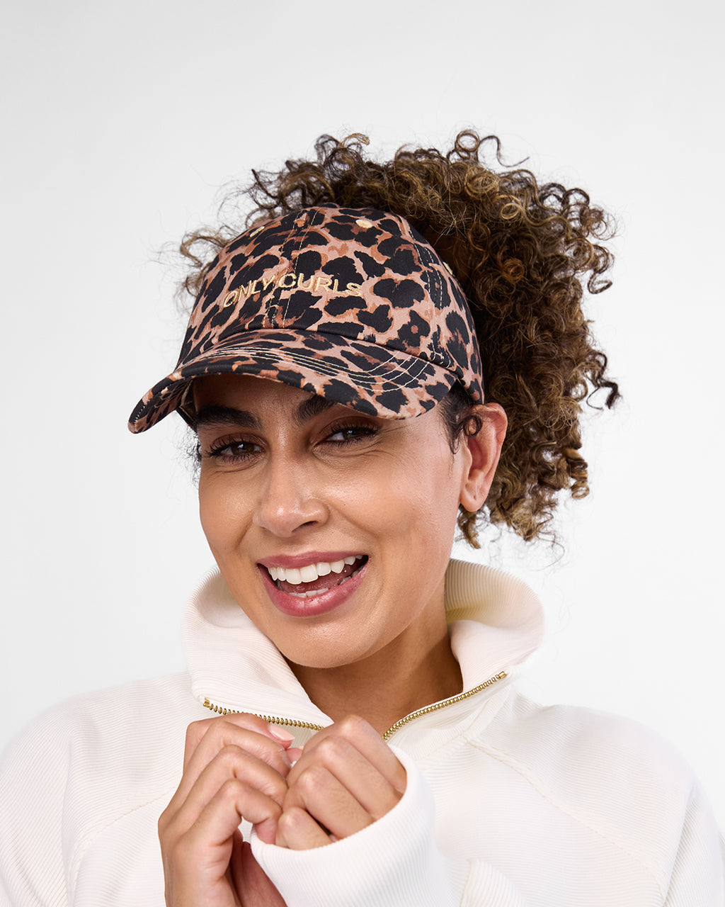 Satin Lined Baseball Hat (open back) - Leopard Only Curls