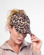 Satin Lined Baseball Hat (open back) - Leopard Only Curls