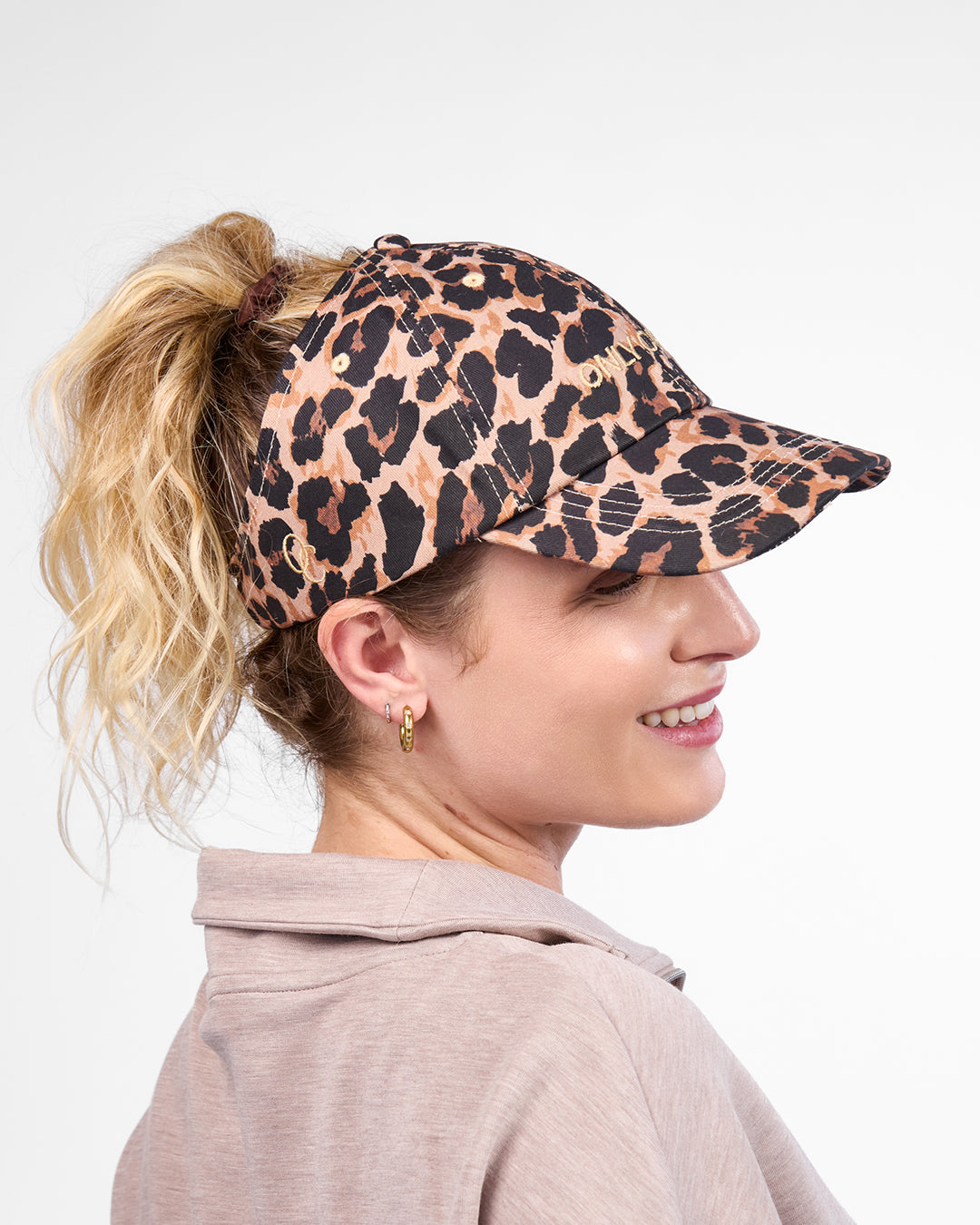 Satin Lined Baseball Hat (open back) - Leopard Only Curls