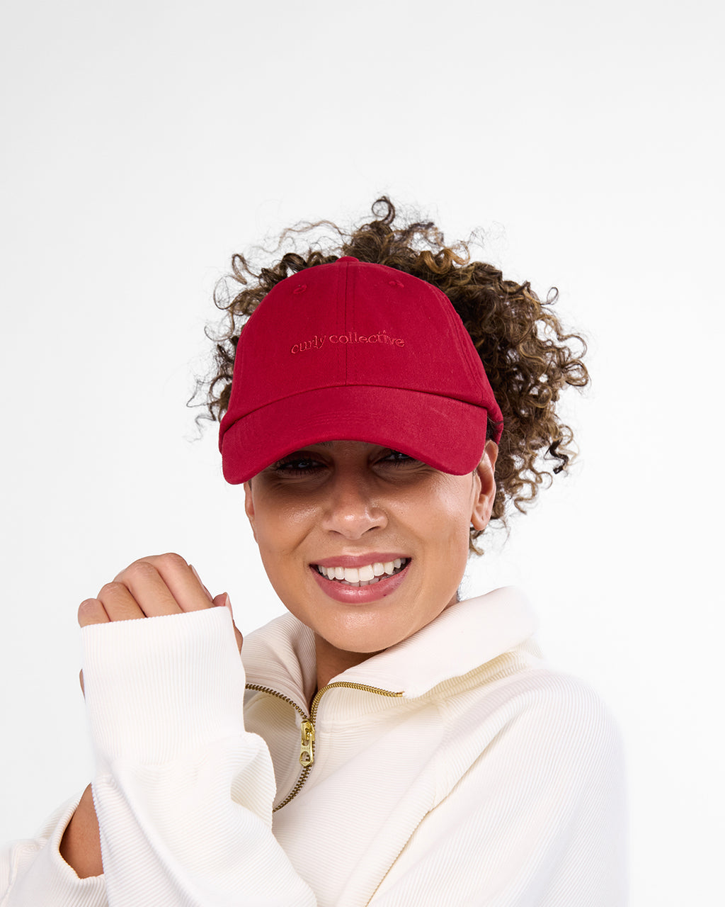 Satin Lined Baseball Hat (open back) - Pomegranate Curl Collective