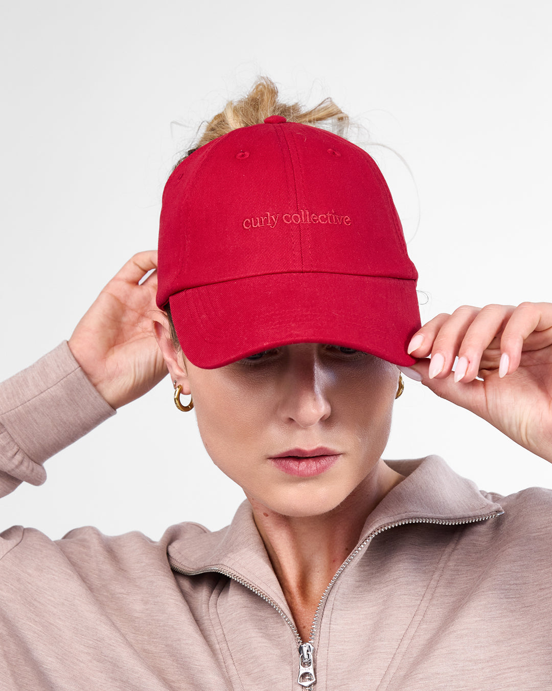 Satin Lined Baseball Hat (open back) - Pomegranate Curl Collective