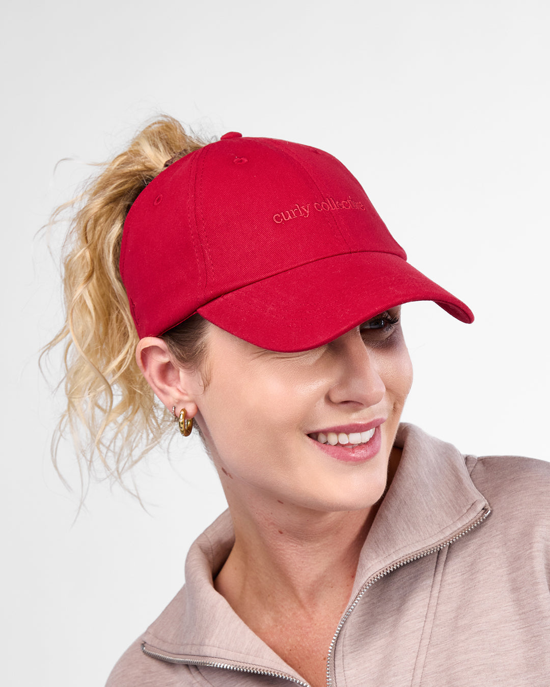 Satin Lined Baseball Hat (open back) - Pomegranate Curl Collective