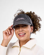 Satin Lined Baseball Hat (open back) - Washed Black The Curls Are The Outfit