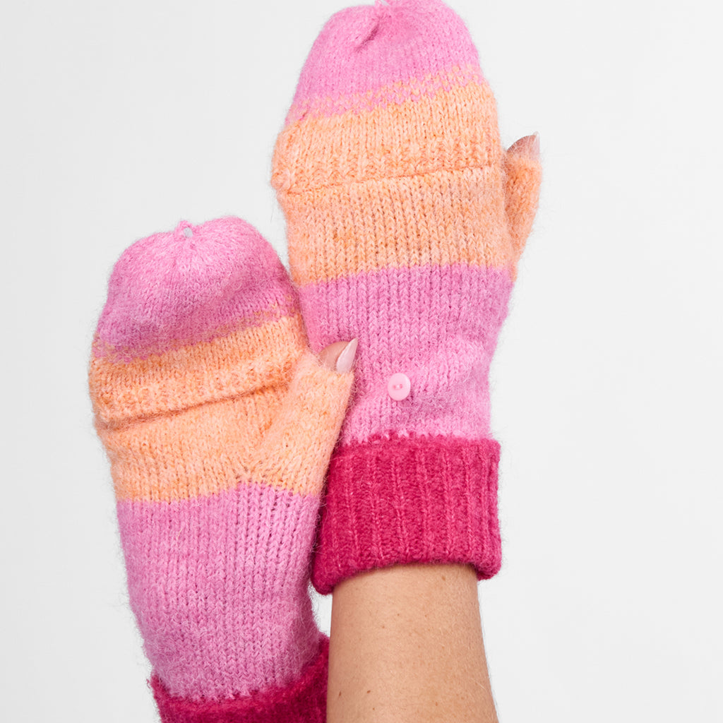Only Curls Pink Ombre Satin-Lined Beanie & Glove Set - Only Curls