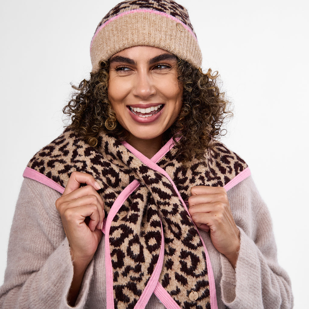 Only Curls Leopard Satin-Lined Triangle Scarf - Only Curls