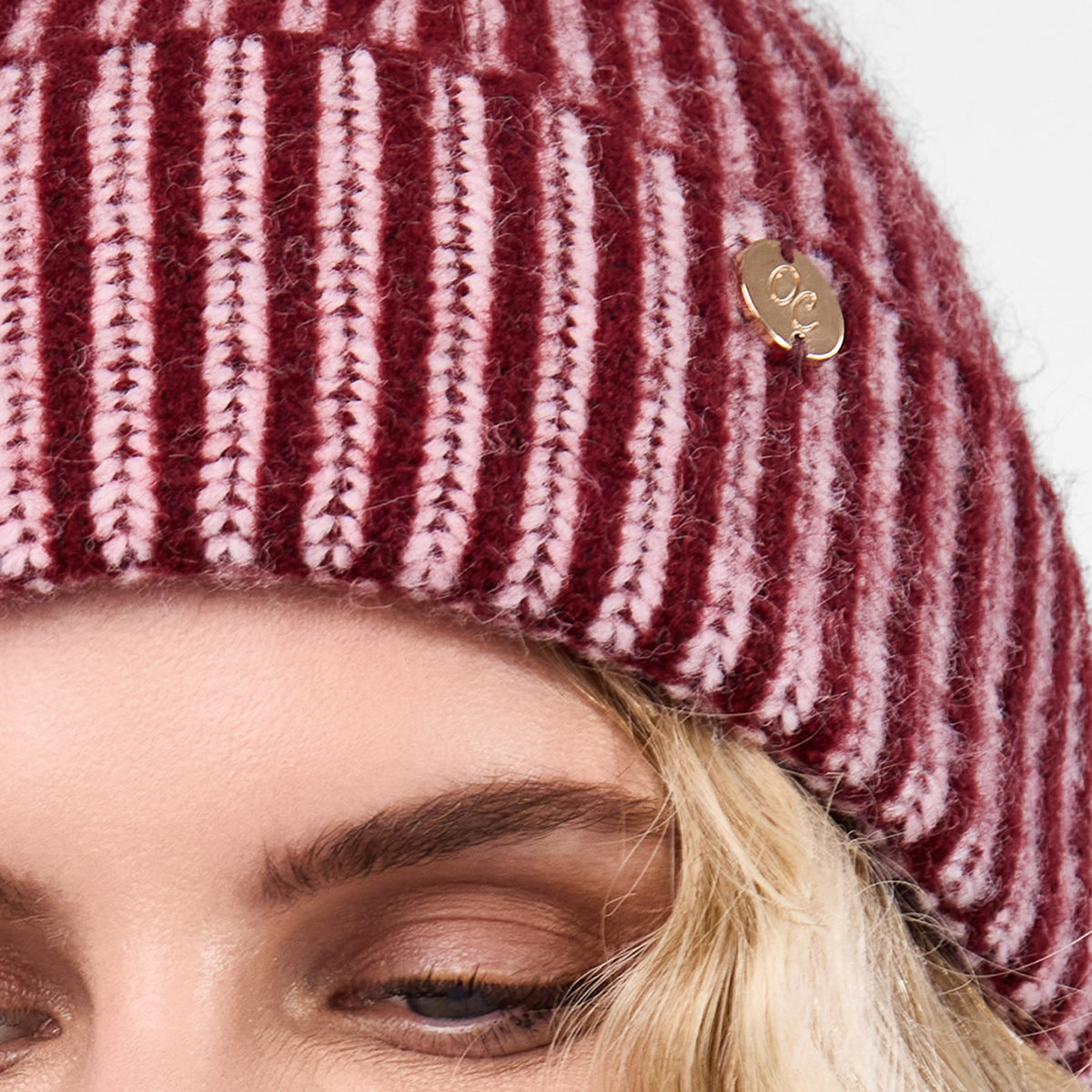 Only Curls Burgundy Stripe Satin-Lined Beanie - Only Curls