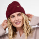 Only Curls Burgundy Chunky Knit Satin-Lined Beanie