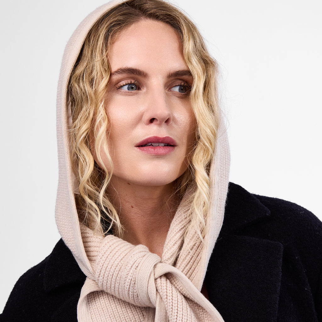 Only Curls Oatmeal Satin-Lined Hooded Scarf - Only Curls