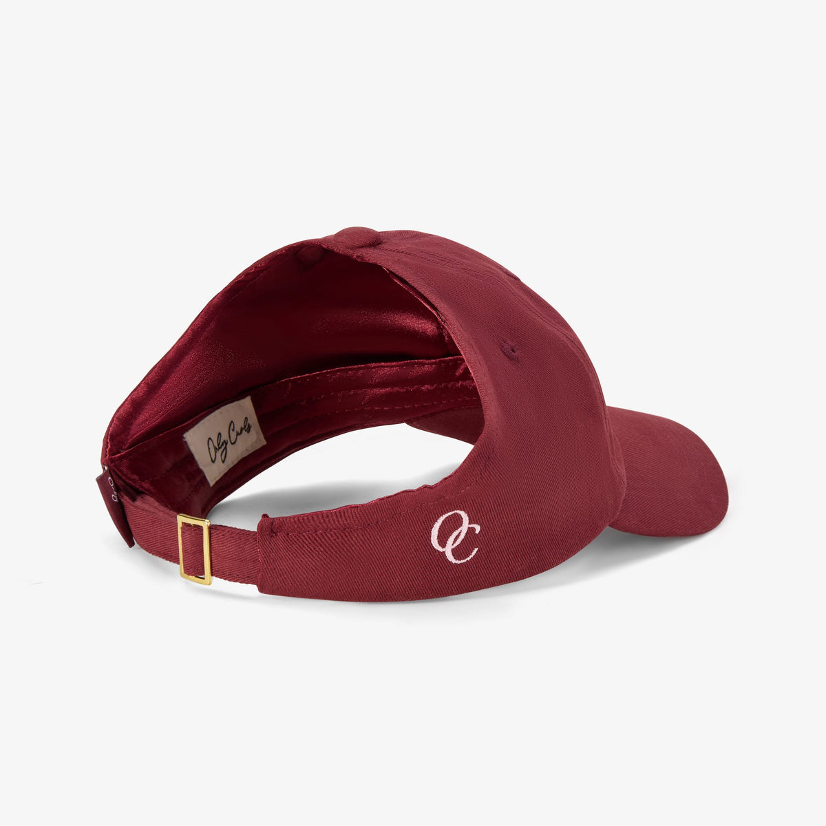 Satin Lined Baseball Hat (open back) - Burgundy Curl Club