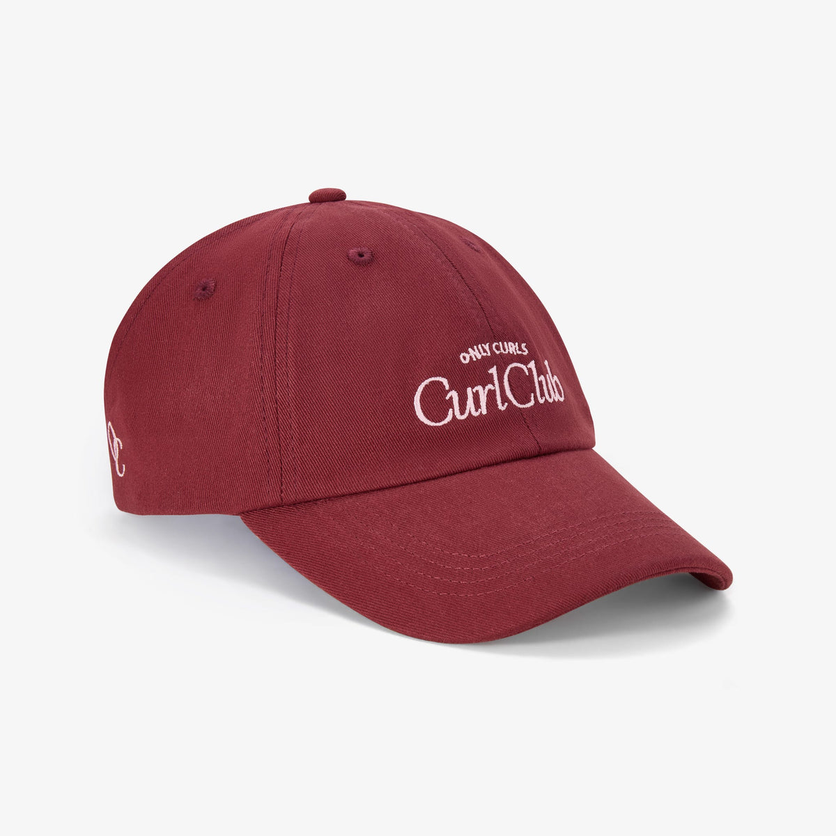 Satin Lined Baseball Hat (open back) - Burgundy Curl Club