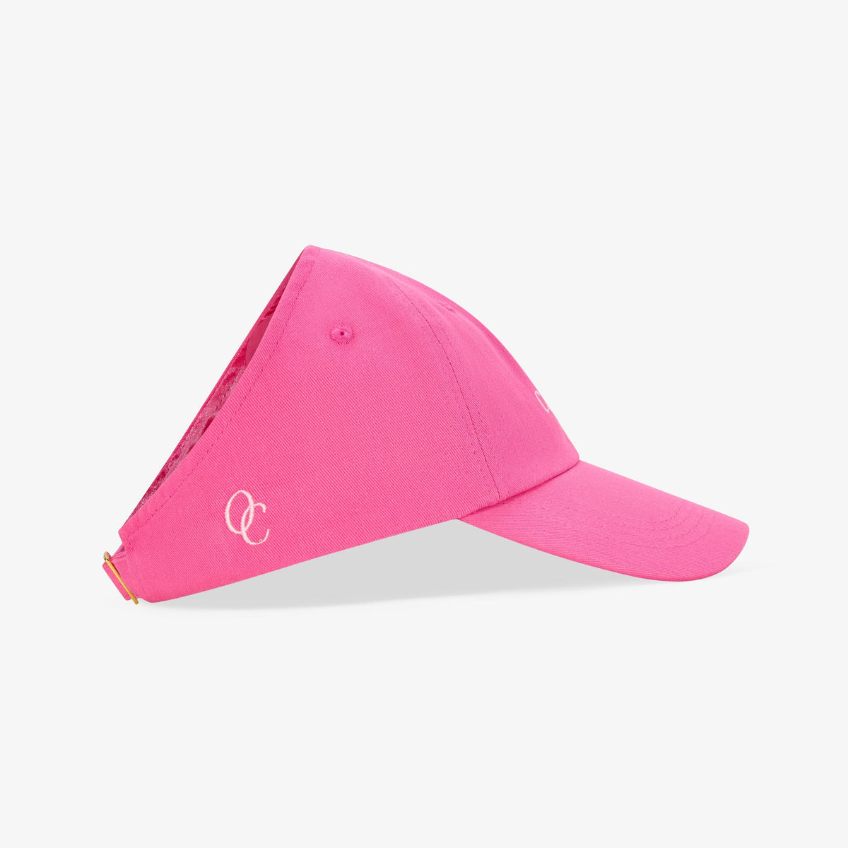 Satin Lined Baseball Hat (open back) - Hot Pink Curly