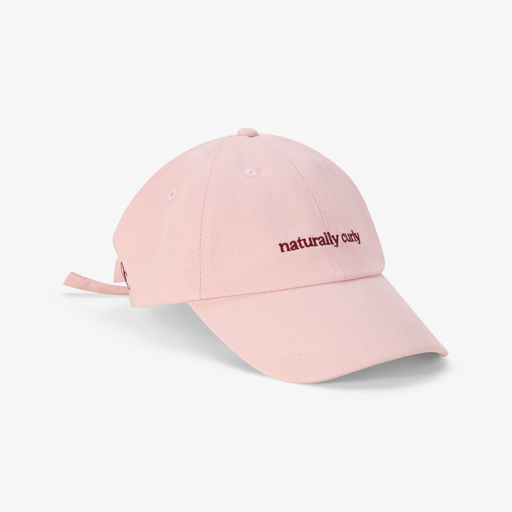 Satin Lined Baseball Hat (open back bow) - Dusty Pink Naturally Curly