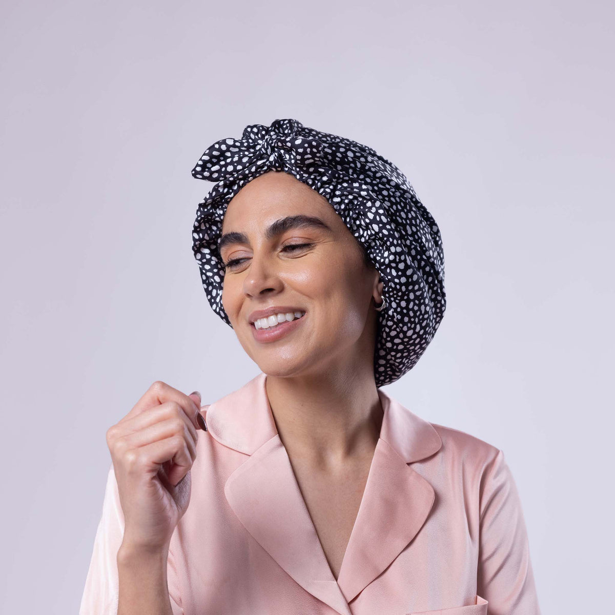 Only Curls Satin Sleep Turban - Dalmatian Spot