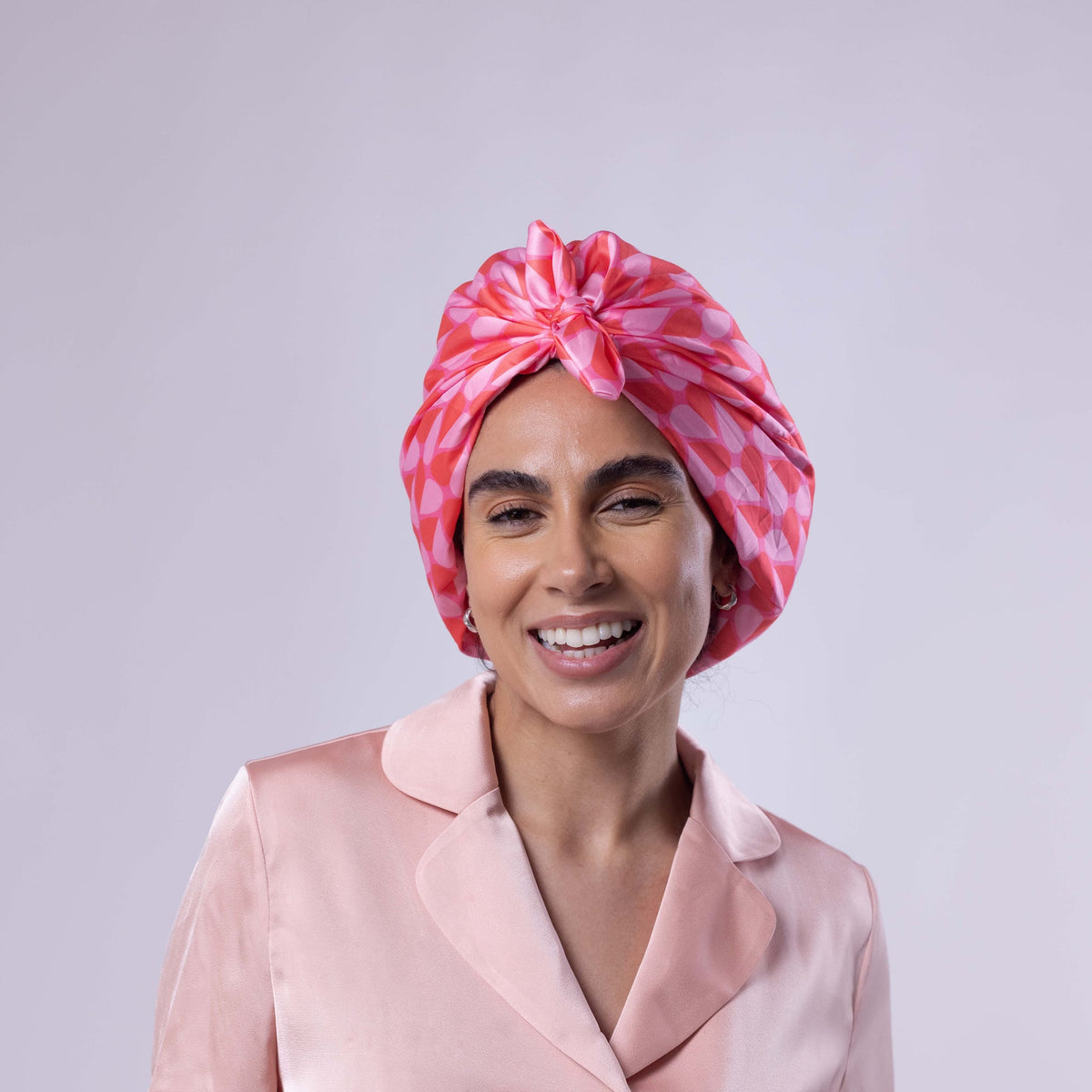 Only Curls Satin Sleep Turban - Pink Hearts