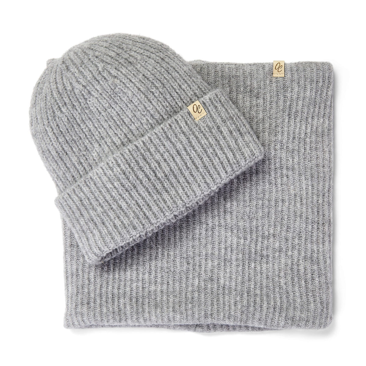 Only Curls Satin Lined Beanie and Snood Set - Sophia in Grey