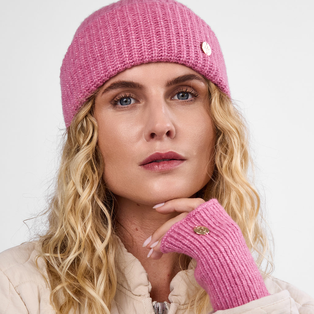 Only Curls Dusty Pink Super Soft Satin-Lined Beanie & Glove Set - Only Curls
