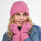 Only Curls Dusty Pink Super Soft Satin-Lined Beanie & Glove Set - Only Curls