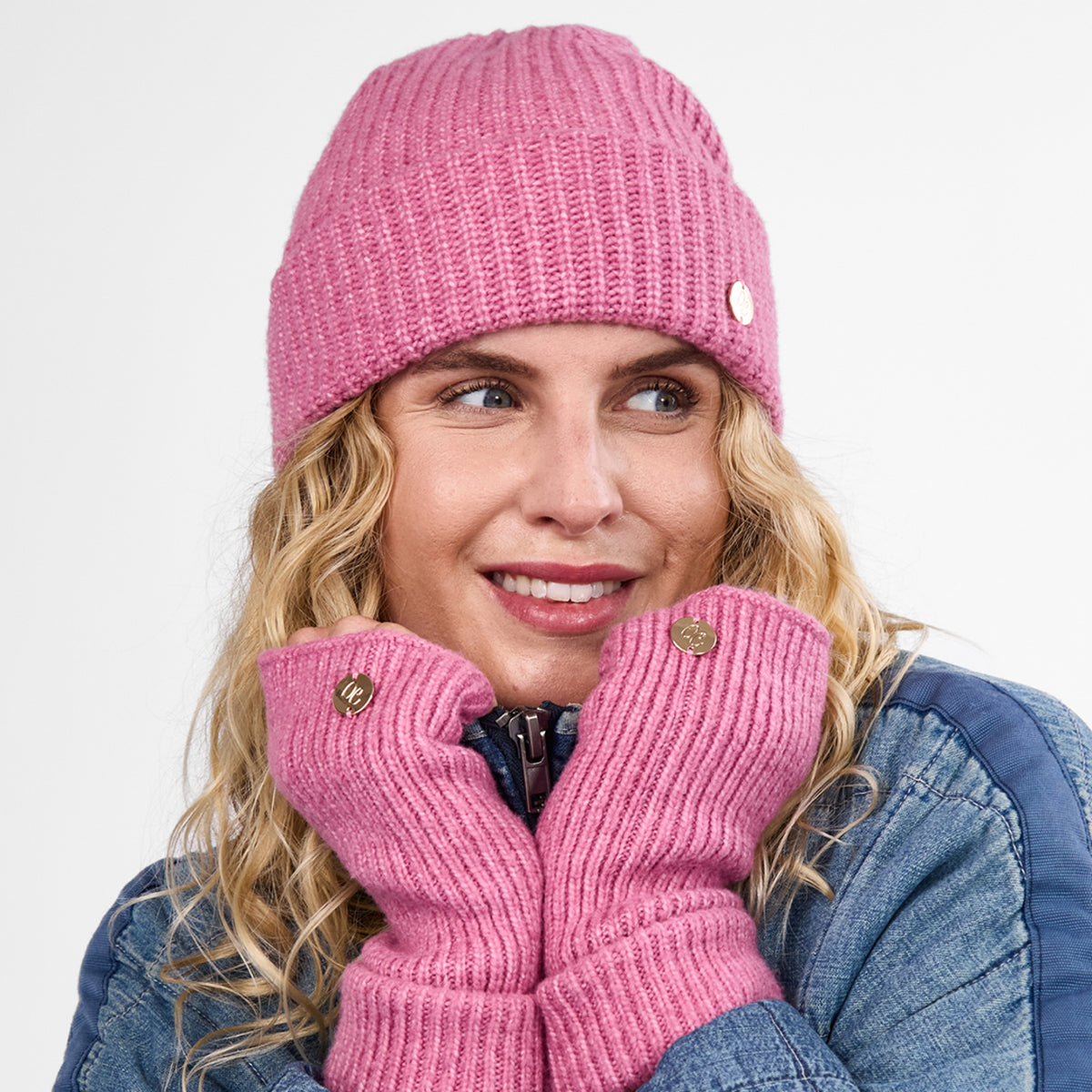 Only Curls Dusty Pink Super Soft Satin-Lined Beanie & Glove Set - Only Curls