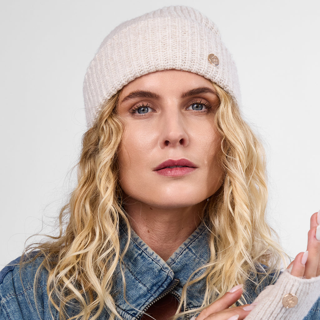 Only Curls Ivory Super Soft Satin-Lined Beanie & Glove Set - Only Curls
