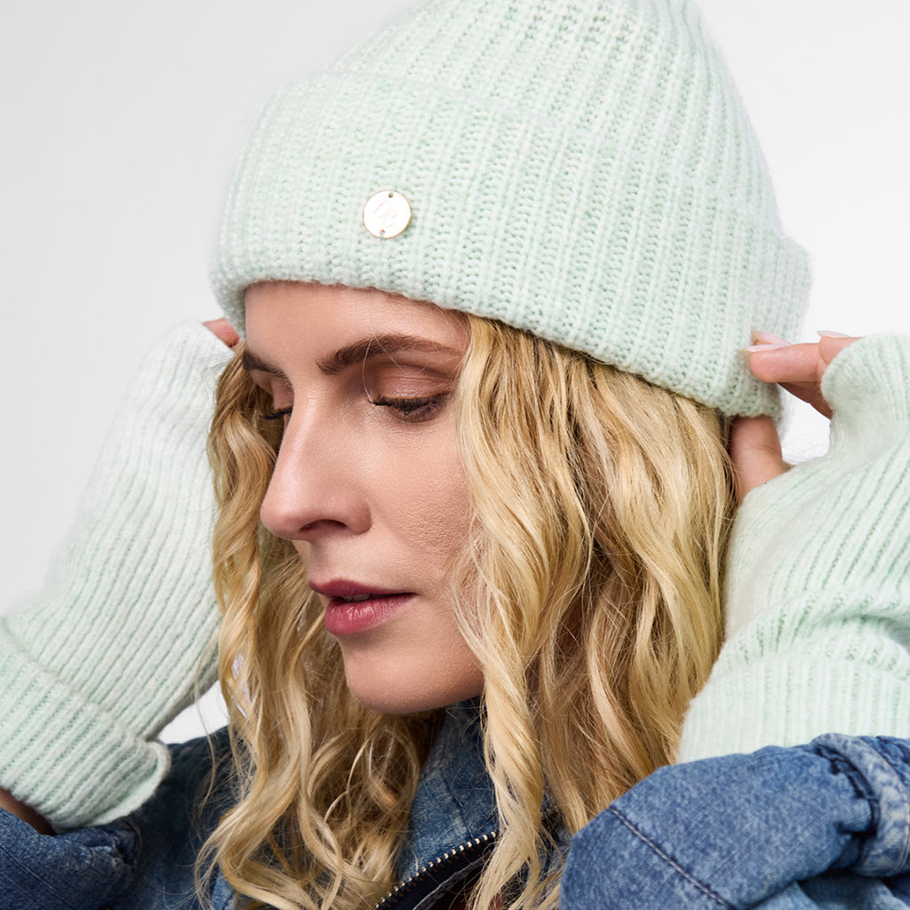 Only Curls Minty Green Super Soft Satin-Lined Beanie & Glove Set - Only Curls