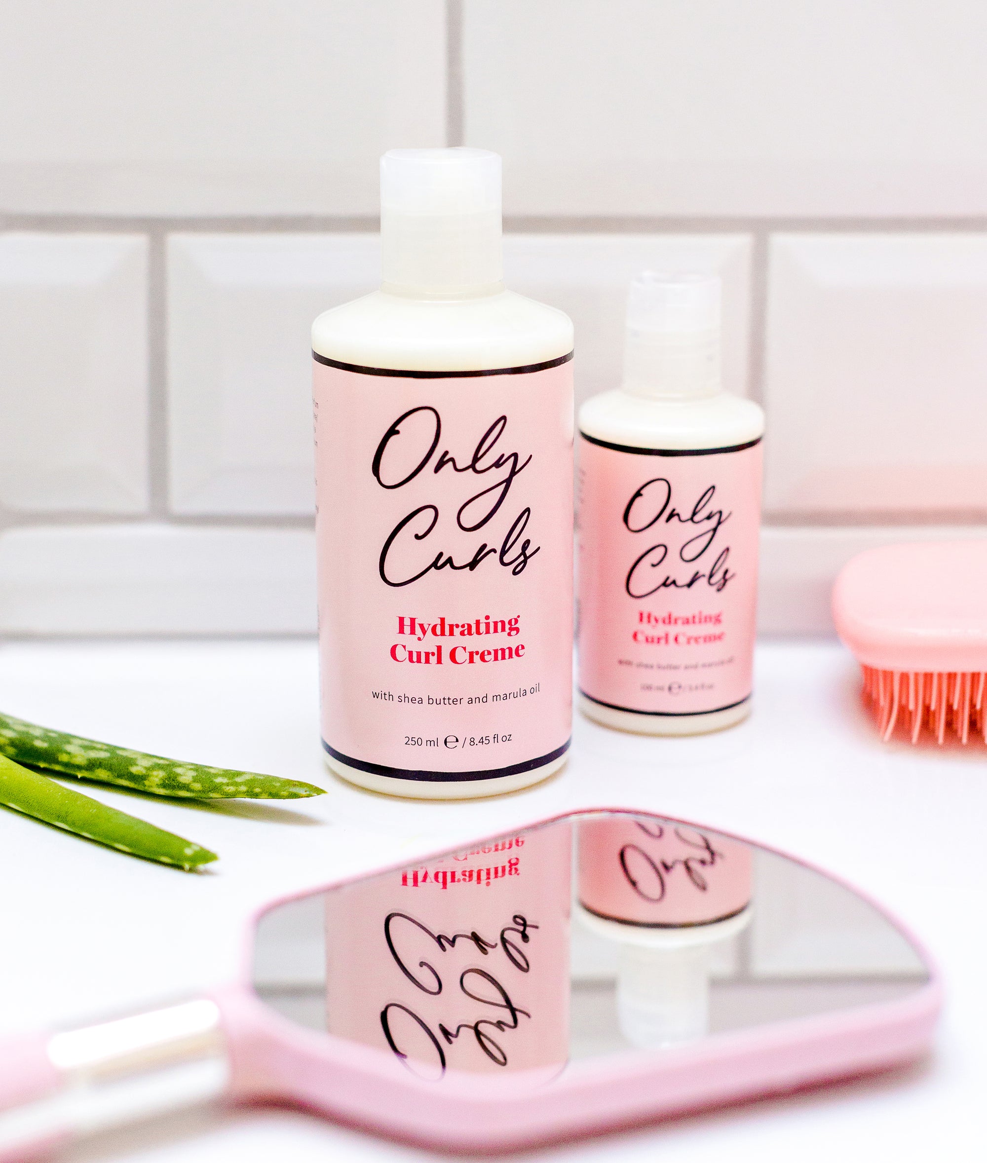 Only Curls Hydrating Curl Creme with mirror
