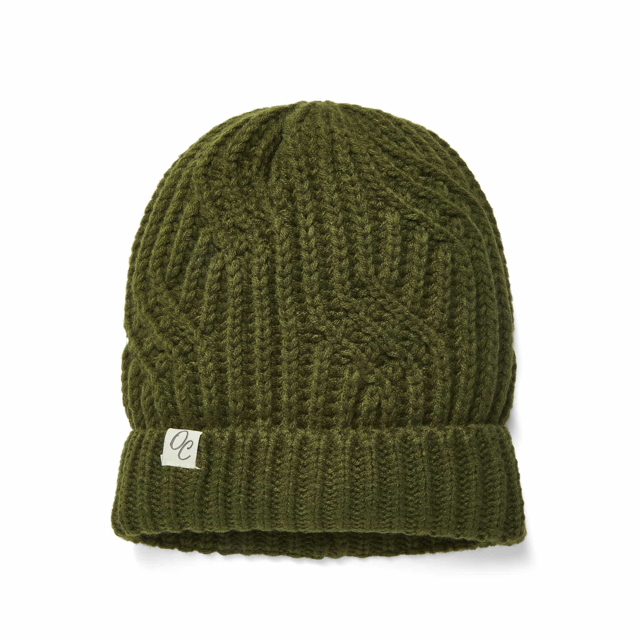 Only Curls Satin Lined Knitted Beanie Hat - Olive - Only Curls