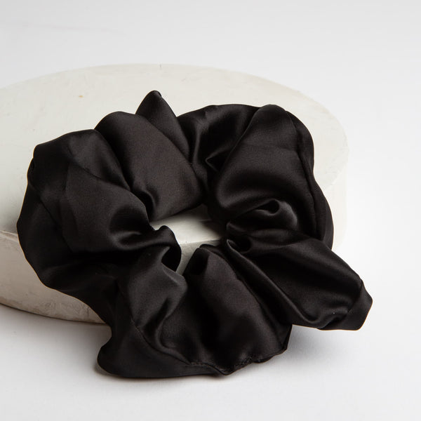 Only Curls Satin Scrunchie - Black - Only Curls